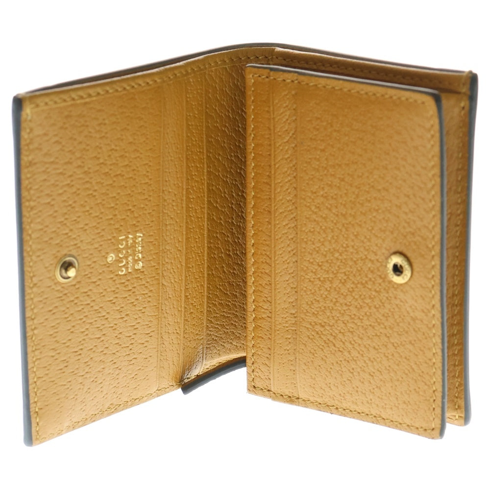 GUCCI(グッチ) グッチ×ディズニー コンパクトウォレット 二つ折り財布 コインケース ブラウン レザー 602534 ゴールド金具