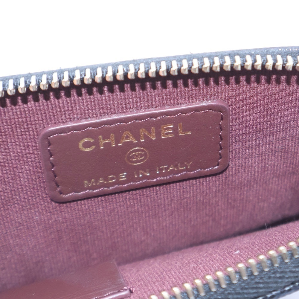 CHANEL(シャネル) マトラッセ ジップコインケース カードケース 小物入れ ブラック キャビアスキン AP2061 ゴールド金具