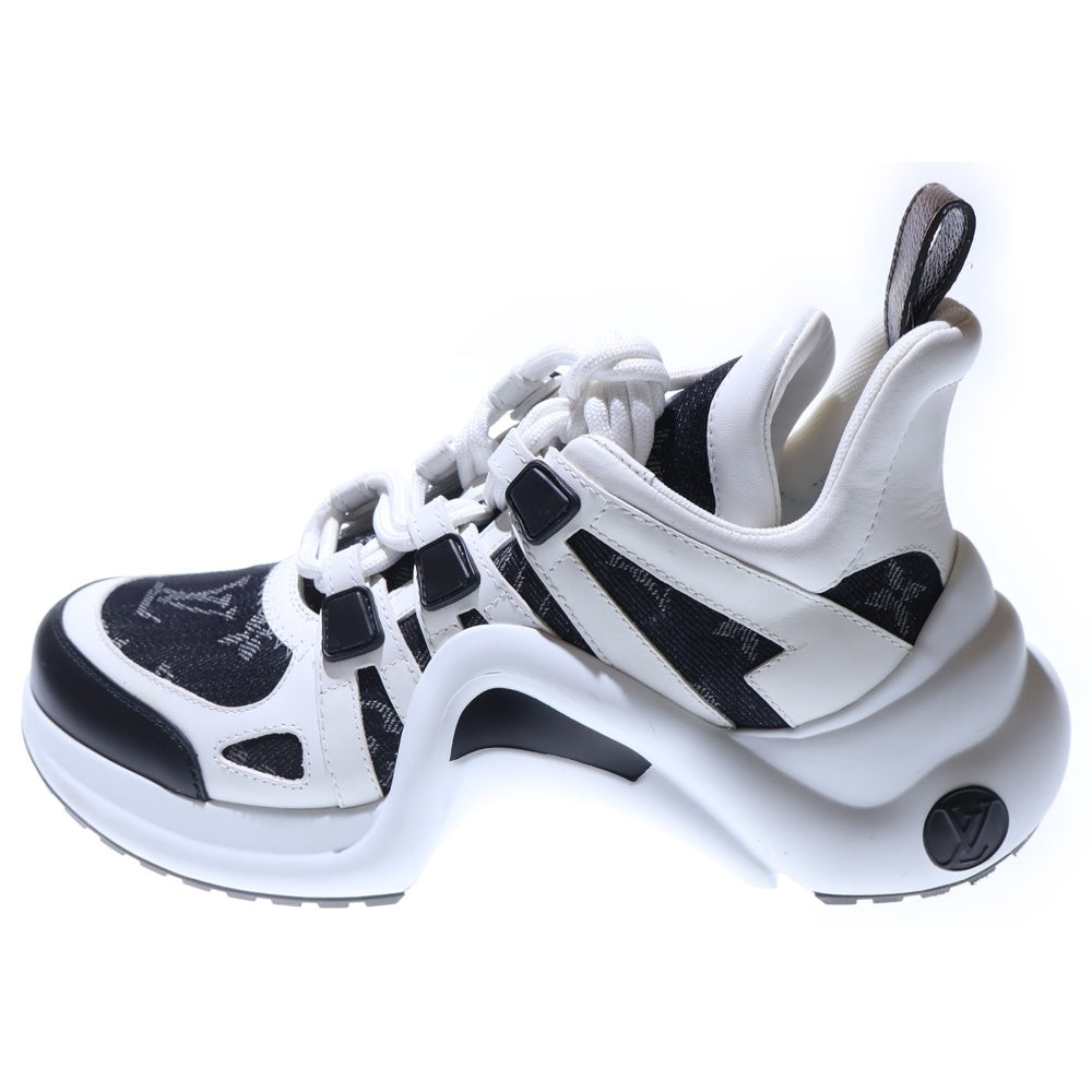 LOUIS VUITTON(ルイヴィトン) LV アークライト ライン モノグラム デニムパンツ レザー レースアップ ハイカットシューズ スニーカー ホワイト/ブラック レディース 1A43L1