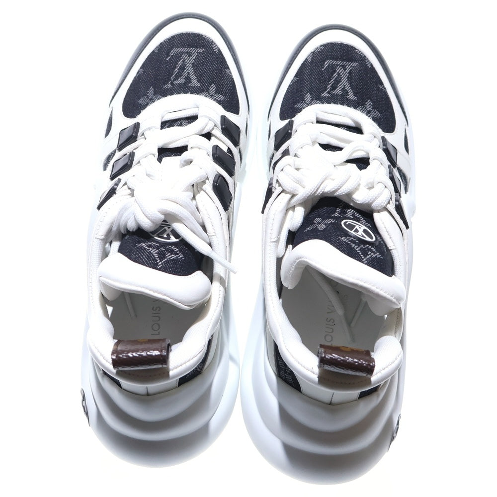 LOUIS VUITTON(ルイヴィトン) LV アークライト ライン モノグラム デニムパンツ レザー レースアップ ハイカットシューズ スニーカー ホワイト/ブラック レディース 1A43L1