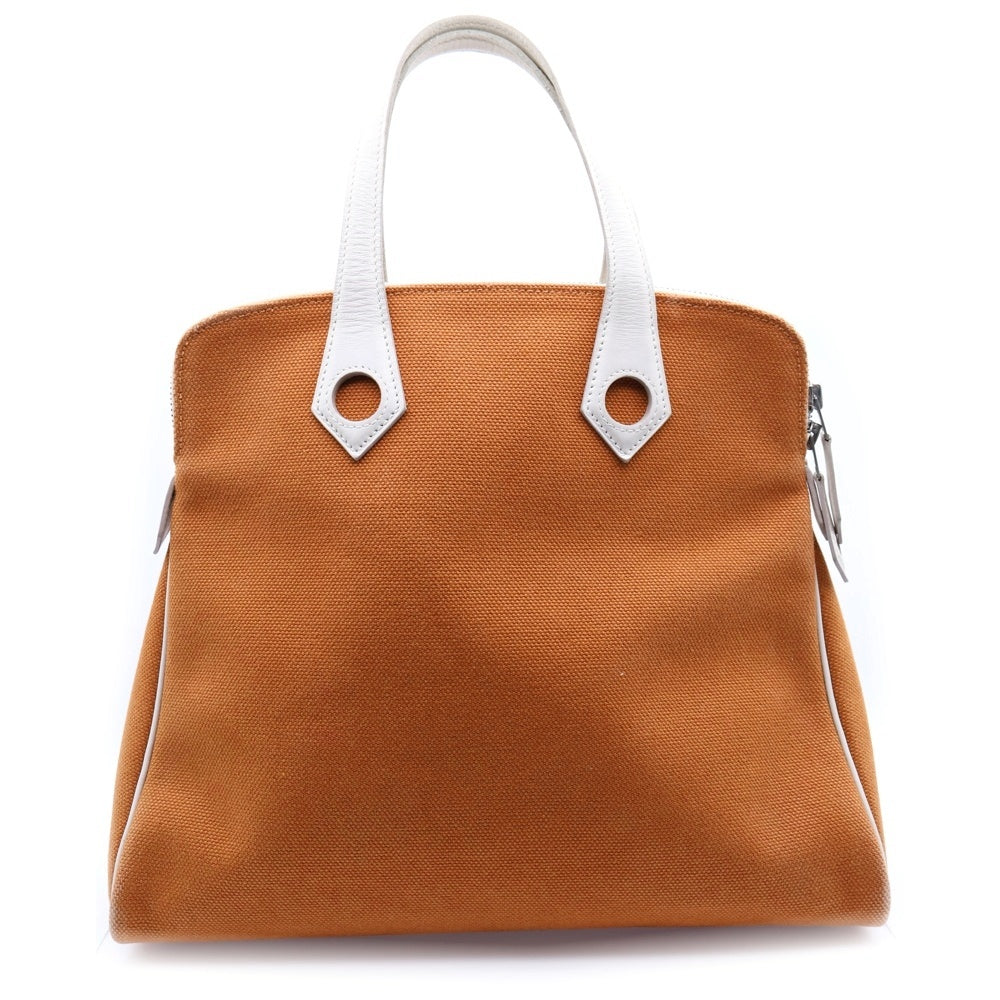 HERMES(エルメス) サックイブーMM ゴールド オレンジ キャンバス×レザー シルバー金具 □J