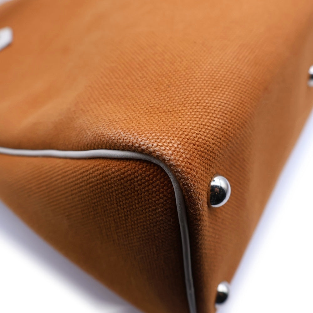 HERMES(エルメス) サックイブーMM ゴールド オレンジ キャンバス×レザー シルバー金具 □J
