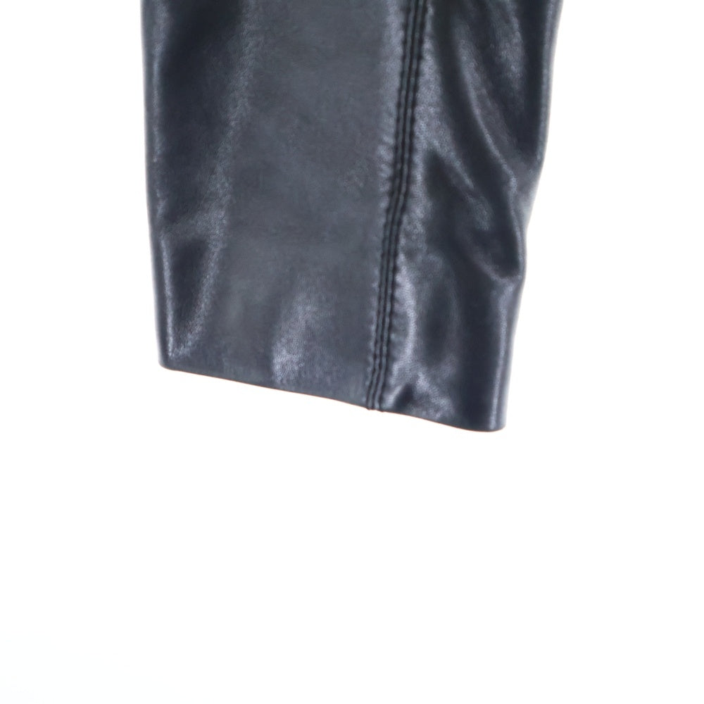 LOEWE(ロエベ) ラムレザー スタンドカラー ジップアップ シングルライダース ジャケット ブラック