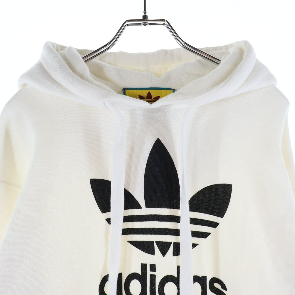 GUCCI(グッチ) ×adidas アディダス トレフォイル ロゴプリント プルオーバースウェットパーカー フーディー ホワイト 717427