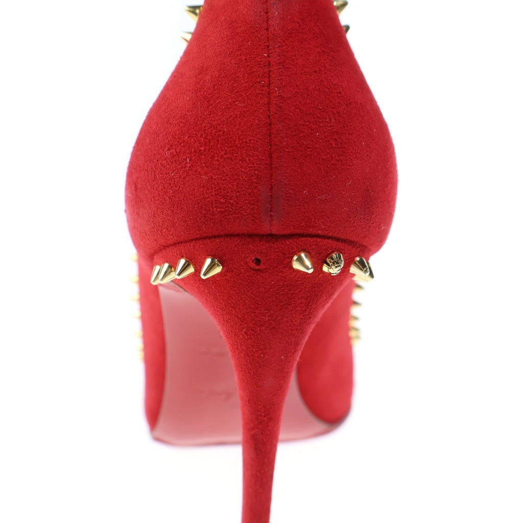 CHRISTIAN LOUBOUTIN(クリスチャンルブタン) スパイクスタッズ スエードレザー ヒール パンプス シューズ レッド レディース