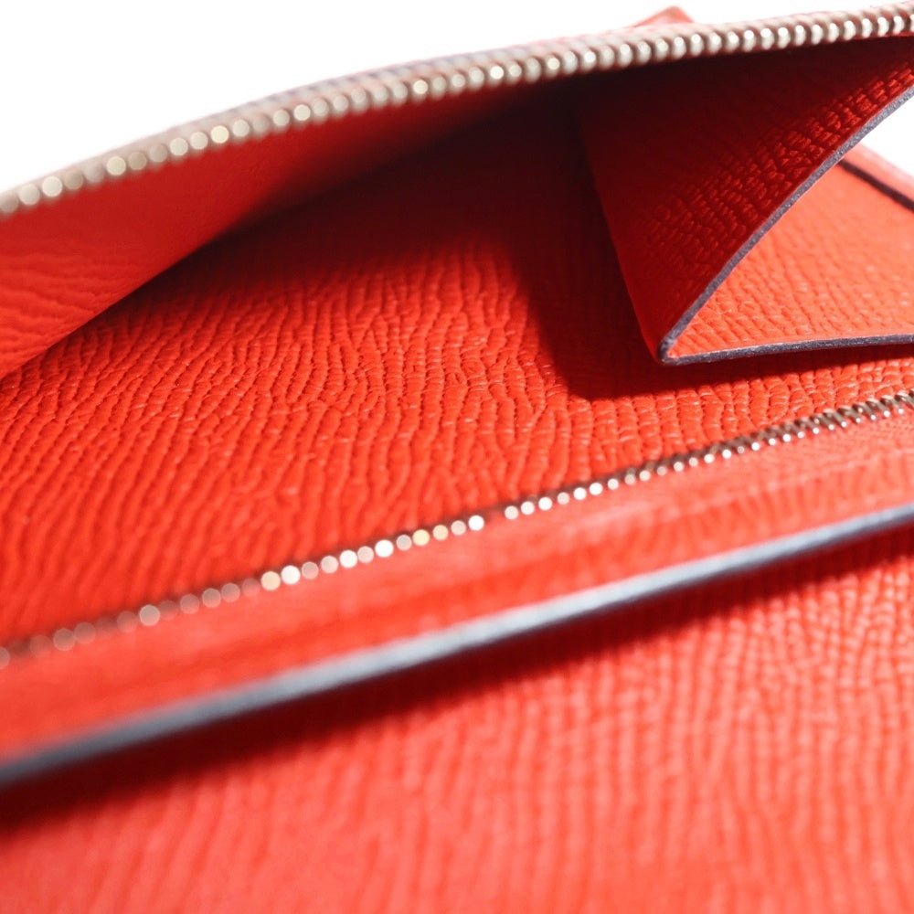 HERMES(エルメス) ベアンスフレ ロングウォレット 長財布 カードケース ライトブルー×レッド エプソン シルバー金具 D刻印