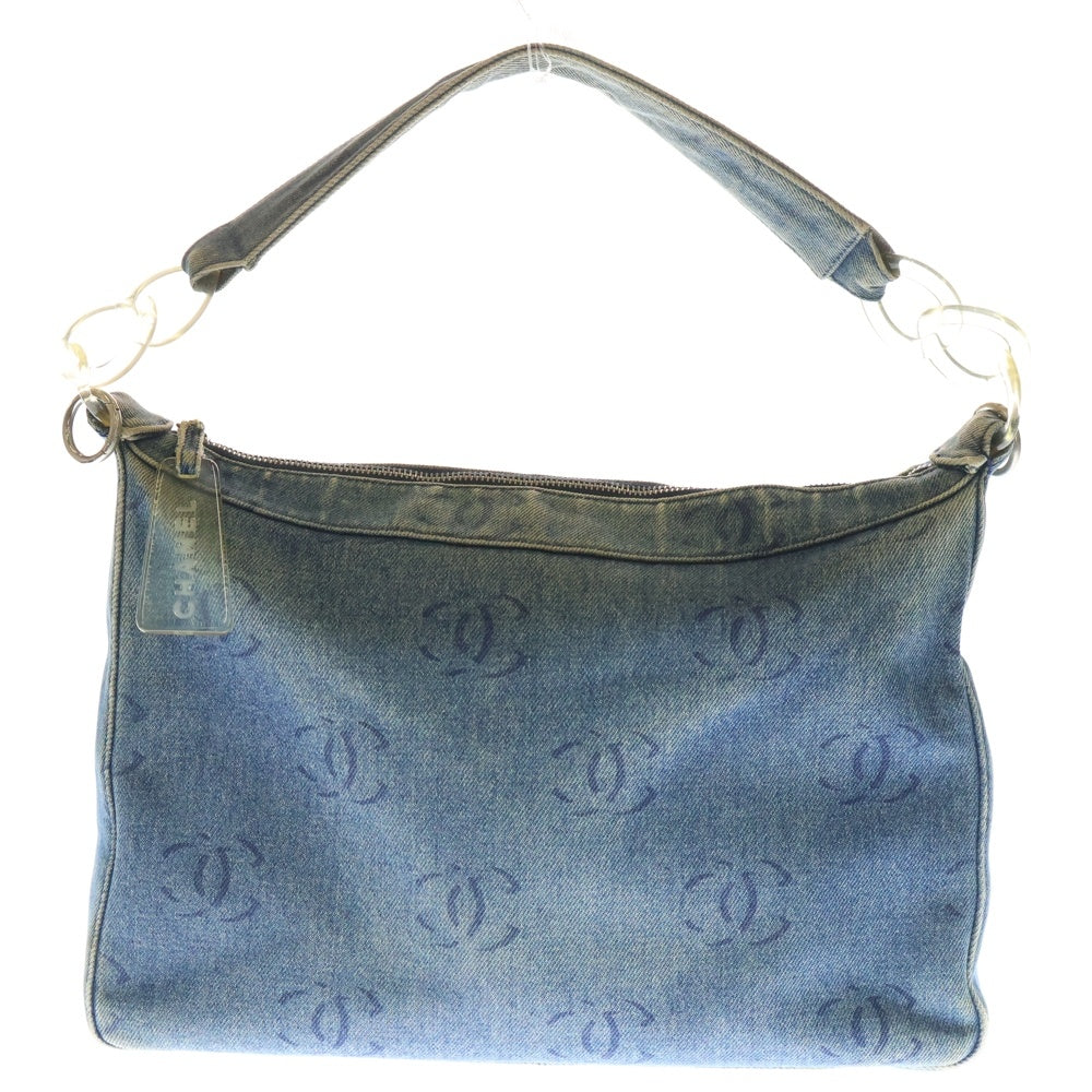 CHANEL(シャネル) ココマーク ワンショルダーバッグ ハンドバッグ インディゴブルー デニム シルバー金具 レディース