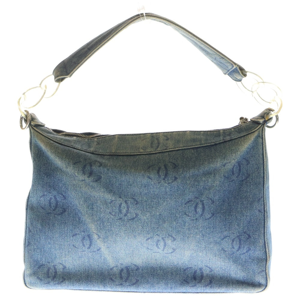 CHANEL(シャネル) ココマーク ワンショルダーバッグ ハンドバッグ インディゴブルー デニム シルバー金具 レディース