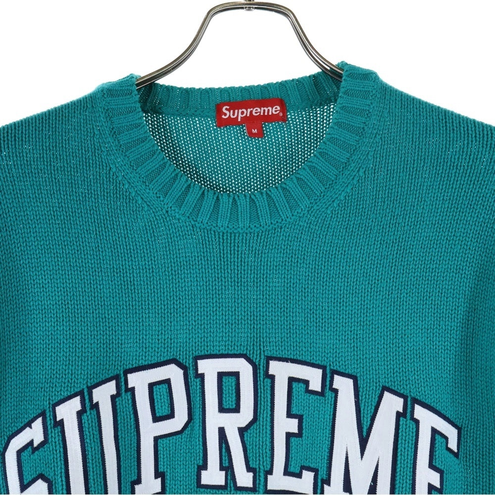 SUPREME(シュプリーム) 16SS Tackle Twill Sweater タックル ツイル ロゴ刺繍 クルーネック プルオーバー 長袖ニット セーター グリーン