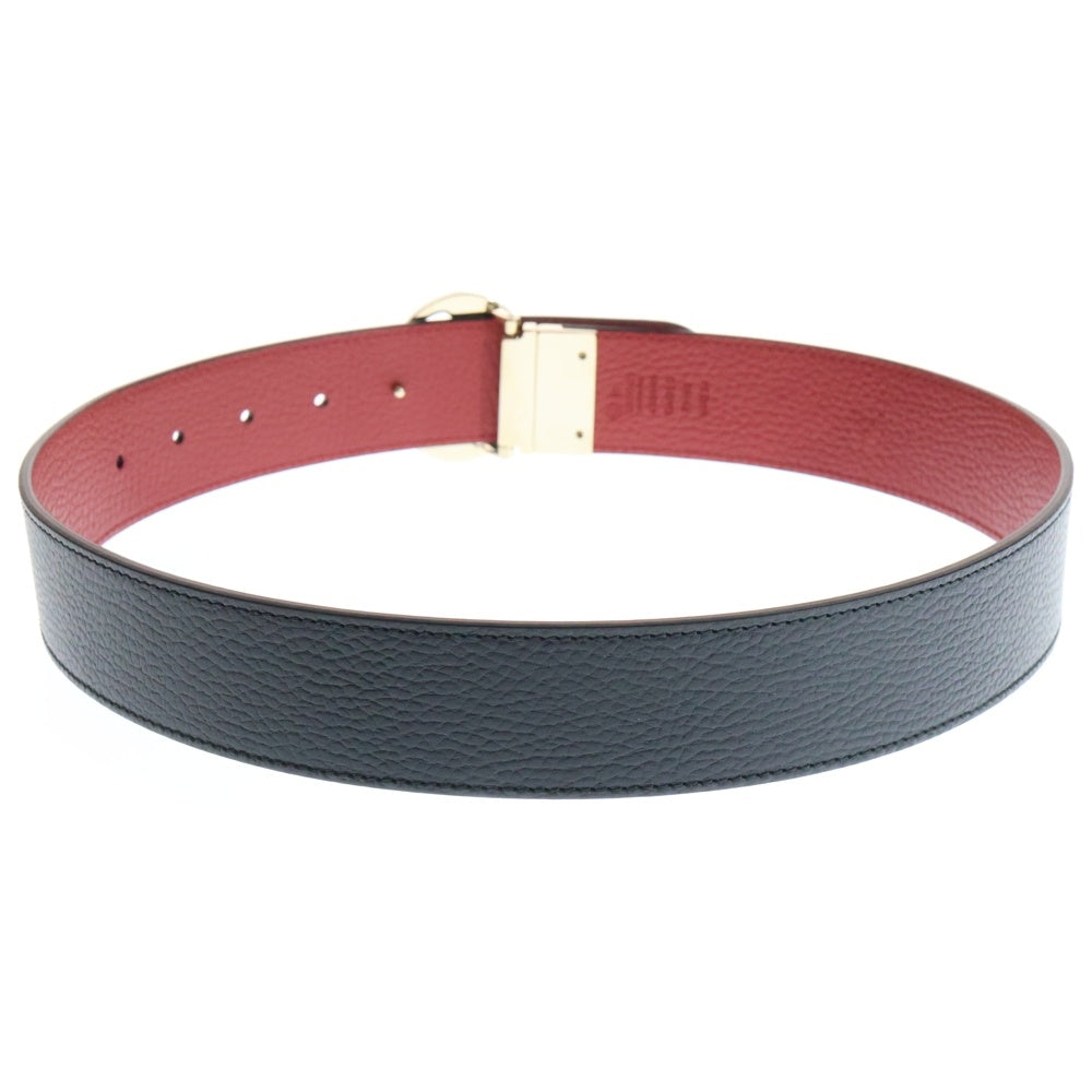 GUCCI(グッチ) GGバックル リバーシブルベルト ブラック×レッド レザー#75-80 450000 レディース