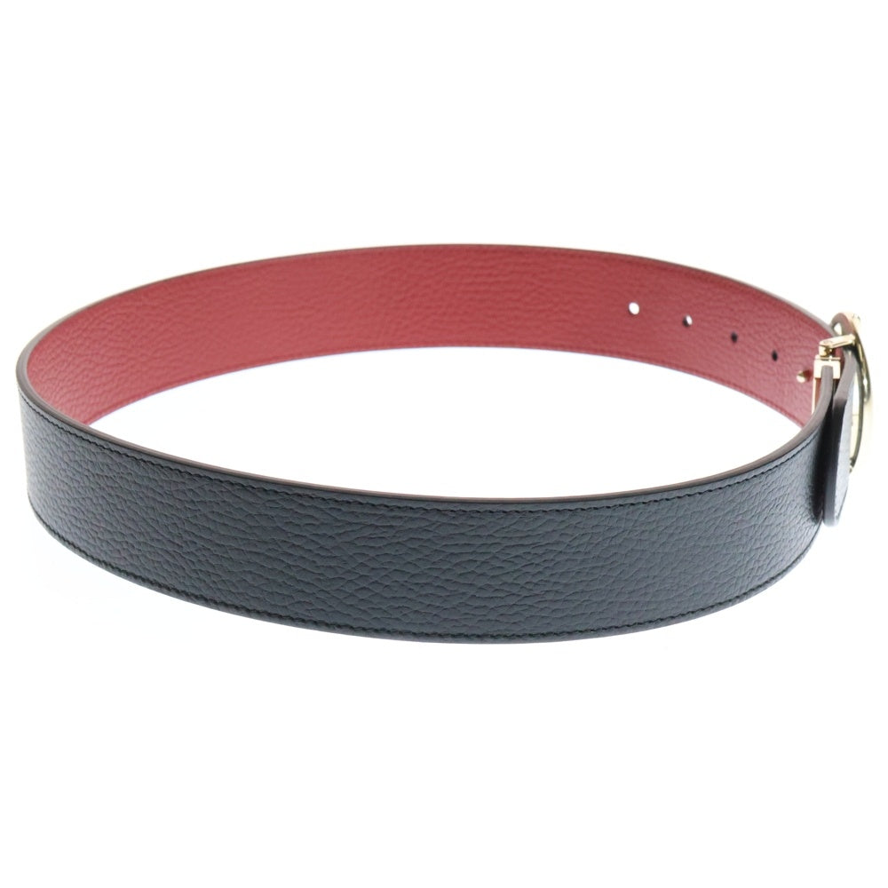 GUCCI(グッチ) GGバックル リバーシブルベルト ブラック×レッド レザー#75-80 450000 レディース