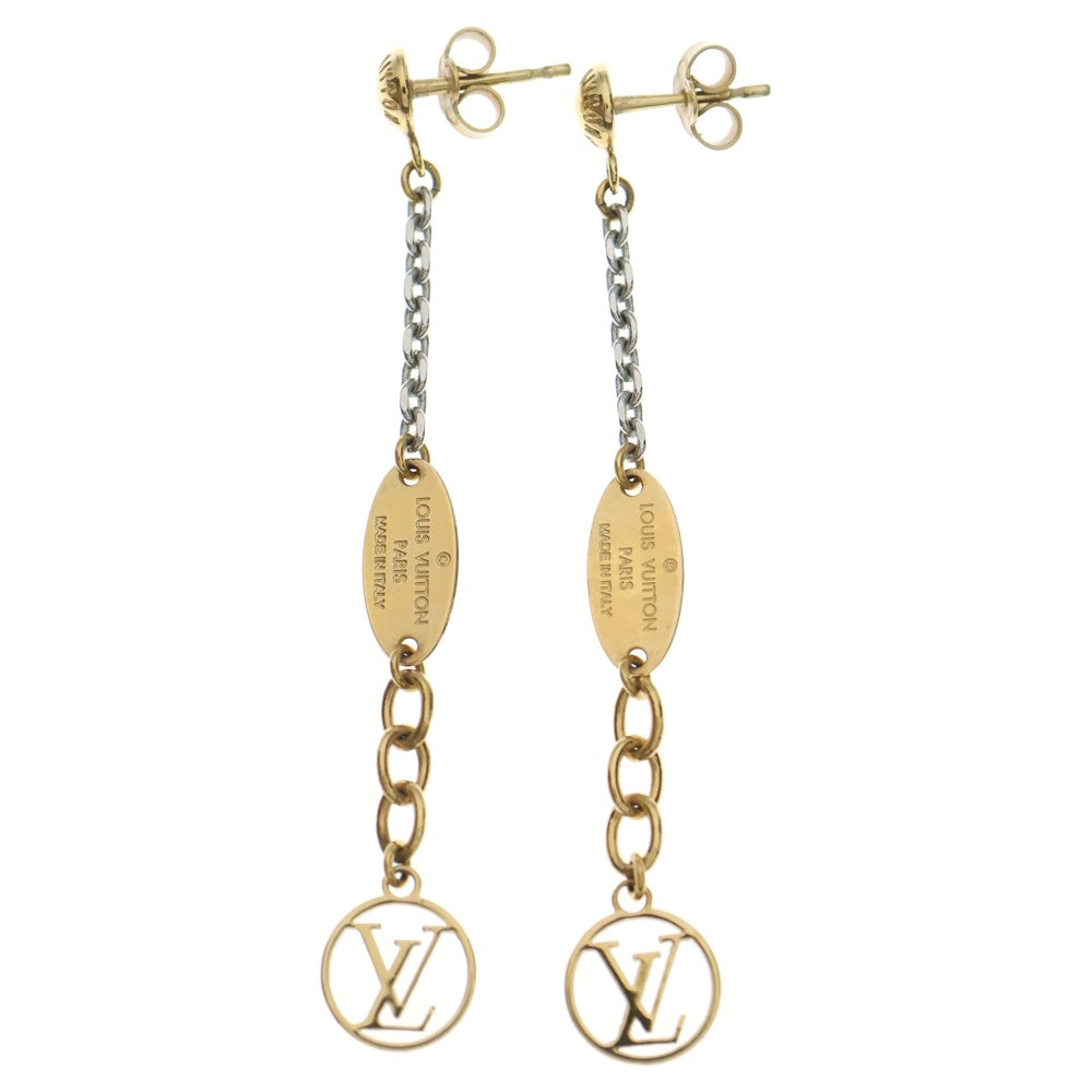 美品 ルイヴィトン ロゴマニア M68076 ピアス ゴールド LV ロゴピアス 質屋 ルイヴィトン M68076 ロゴマニア ピアス 金属製 レディース