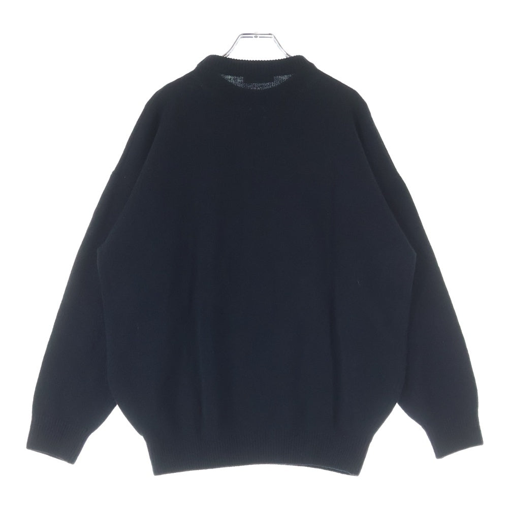 BALENCIAGA(バレンシアガ) BBロゴ刺繍 カシミヤ混 クルーネック プルオーバー 長袖ニット セーター ブラック/レッド 555308