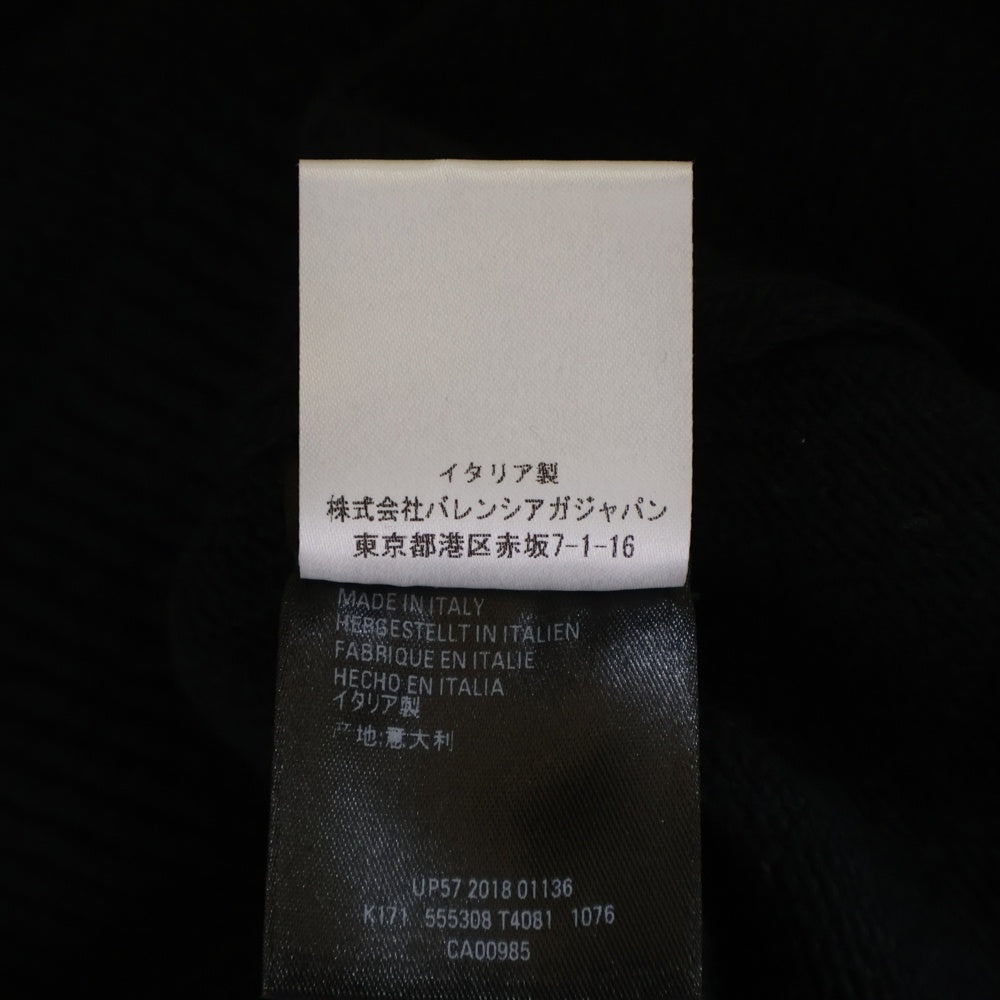 BALENCIAGA(バレンシアガ) BBロゴ刺繍 カシミヤ混 クルーネック プルオーバー 長袖ニット セーター ブラック/レッド 555308