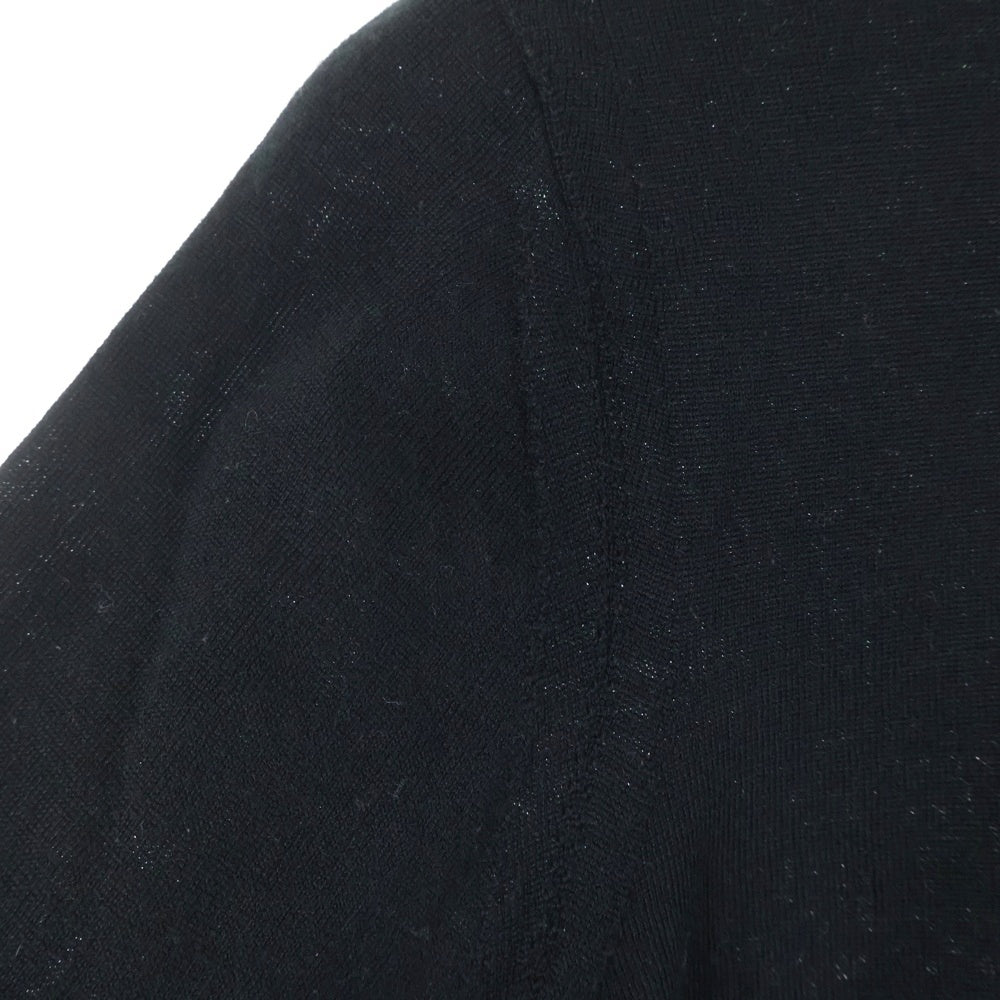 BURBERRY(バーバリー) エルボーパッチ ノバチェック柄切り替え ウール クルーネック プルオーバー 長袖ニット セーター ブラック レディース 4067797