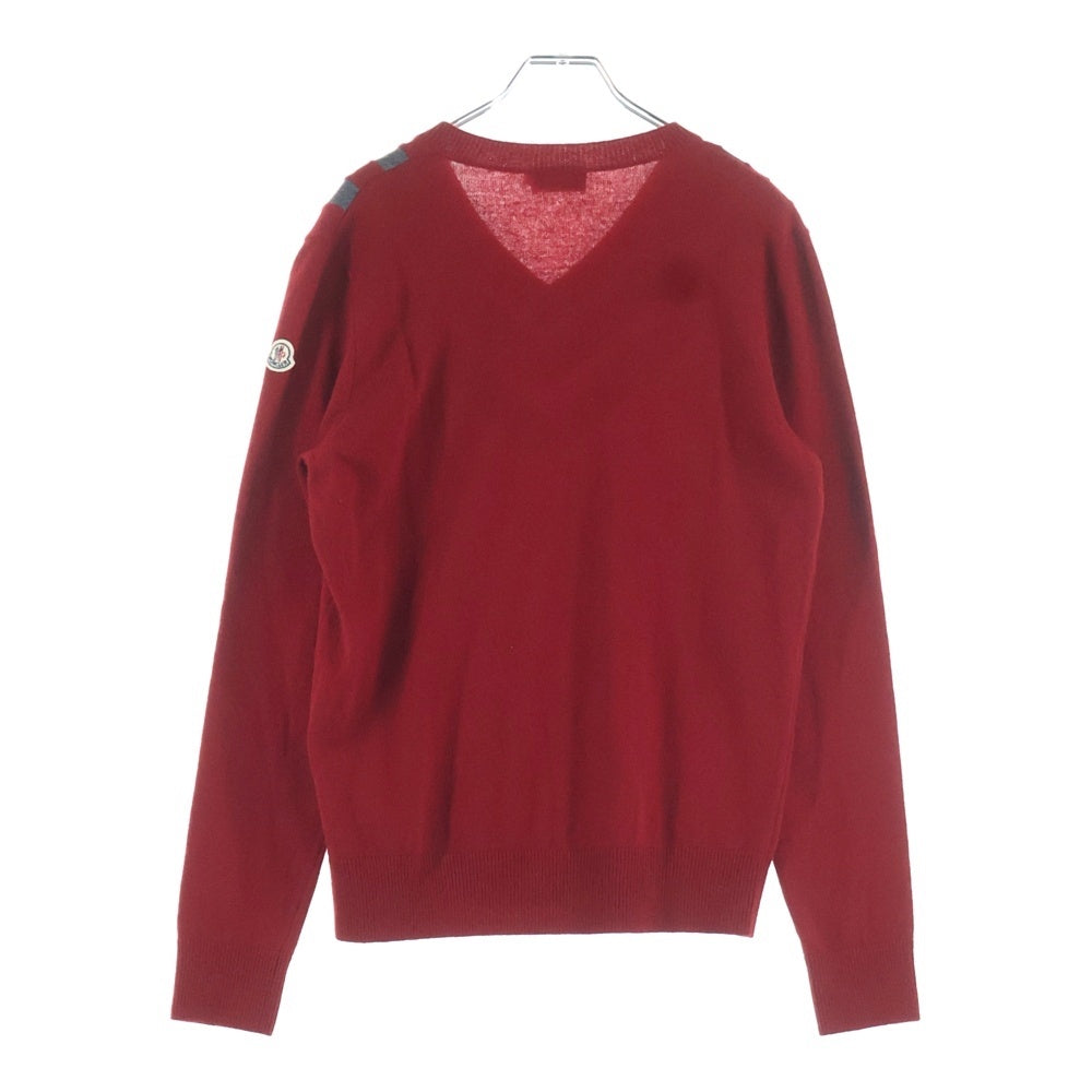 MONCLER(モンクレール) Vネック ニットセーター ウール レッド A20919144500 97890