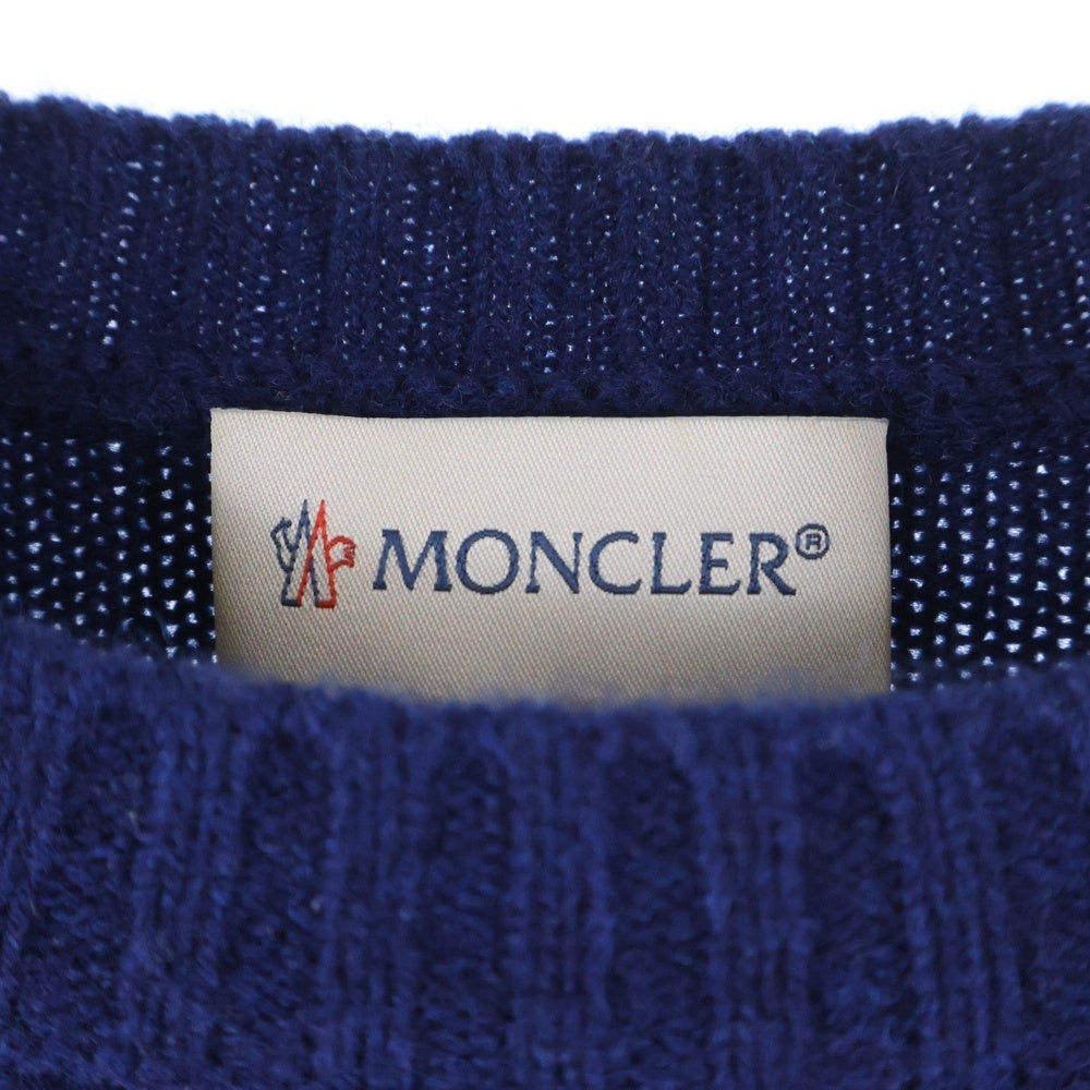 MONCLER(モンクレール) MAGLIONE TRICOT GIROCOLLO トリコロール カシミヤ混ウールニットモヘアセーター ブルー/レッド E20919041600 A9046