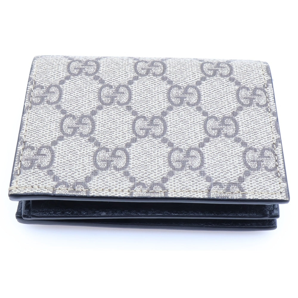 GUCCI(グッチ) GGマーモント 二つ折りコンパクトウォレット コインケース ブラック×ベージュ レザー×PVC 658610 ゴールド金具