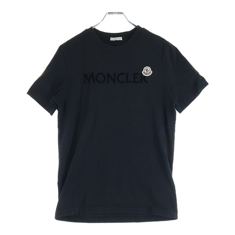 MONCLER(モンクレール) 24AW フロッキーロゴプリント ワッペン クルーネック 半袖Tシャツ カットソー ブラック J20918C00024 8390T