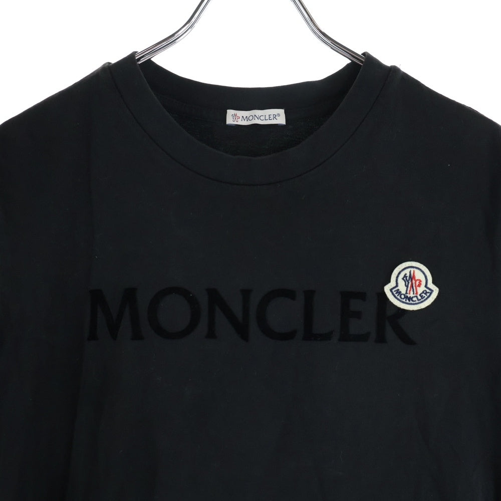 MONCLER(モンクレール) 24AW フロッキーロゴプリント ワッペン クルーネック 半袖Tシャツ カットソー ブラック J20918C00024 8390T