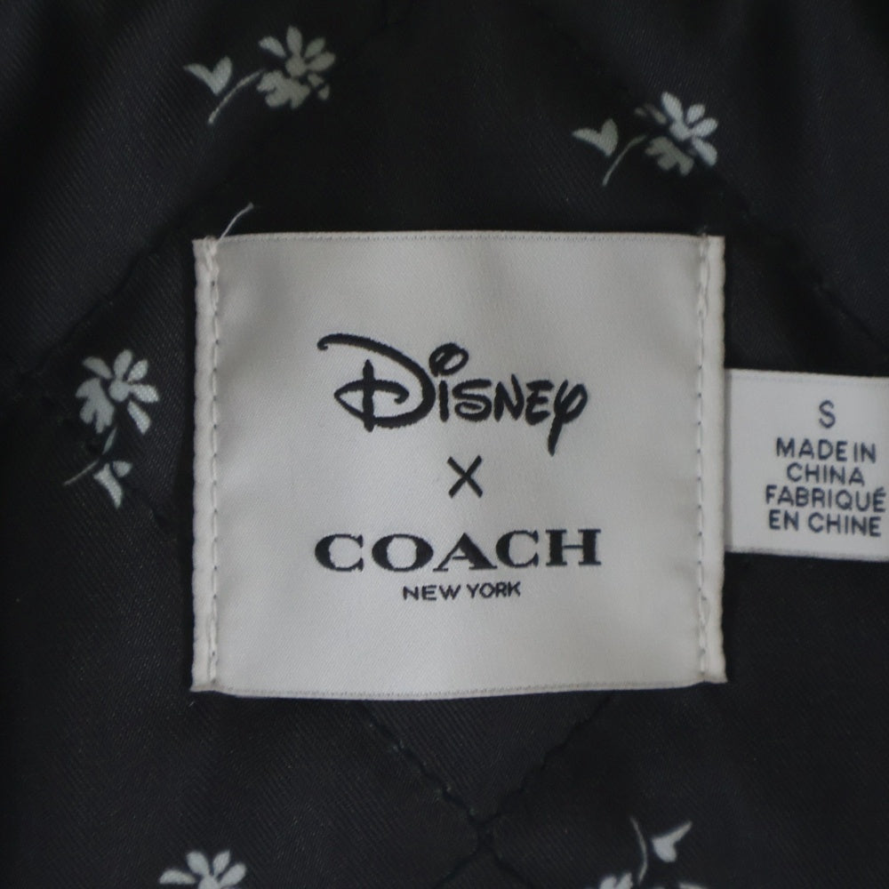 COACH(コーチ) ×Disney ディズニー ワッペン スパンコール バック刺繍 ジップアップジャケット ブルゾン ブラック レディース