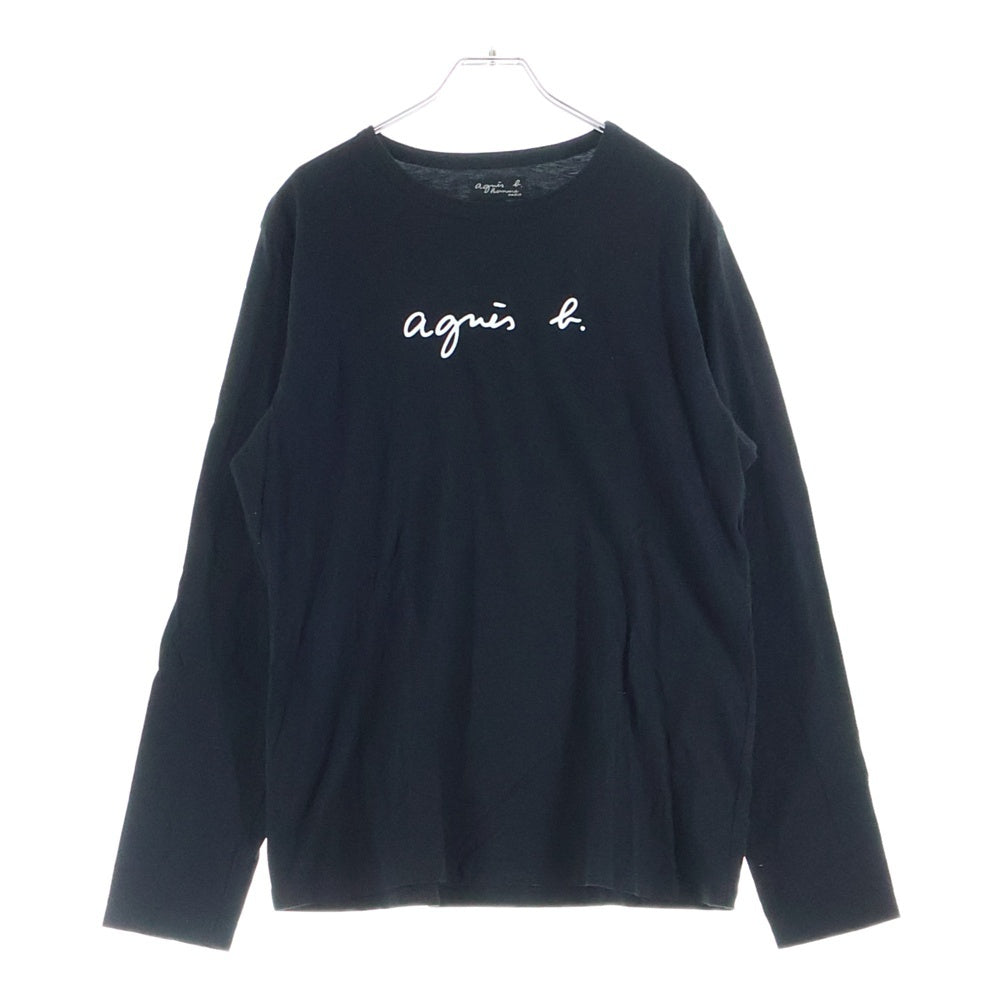 agnes b.(アニエスベー) ロゴプリント クルーネック 長袖Tシャツ カットソー ブラック