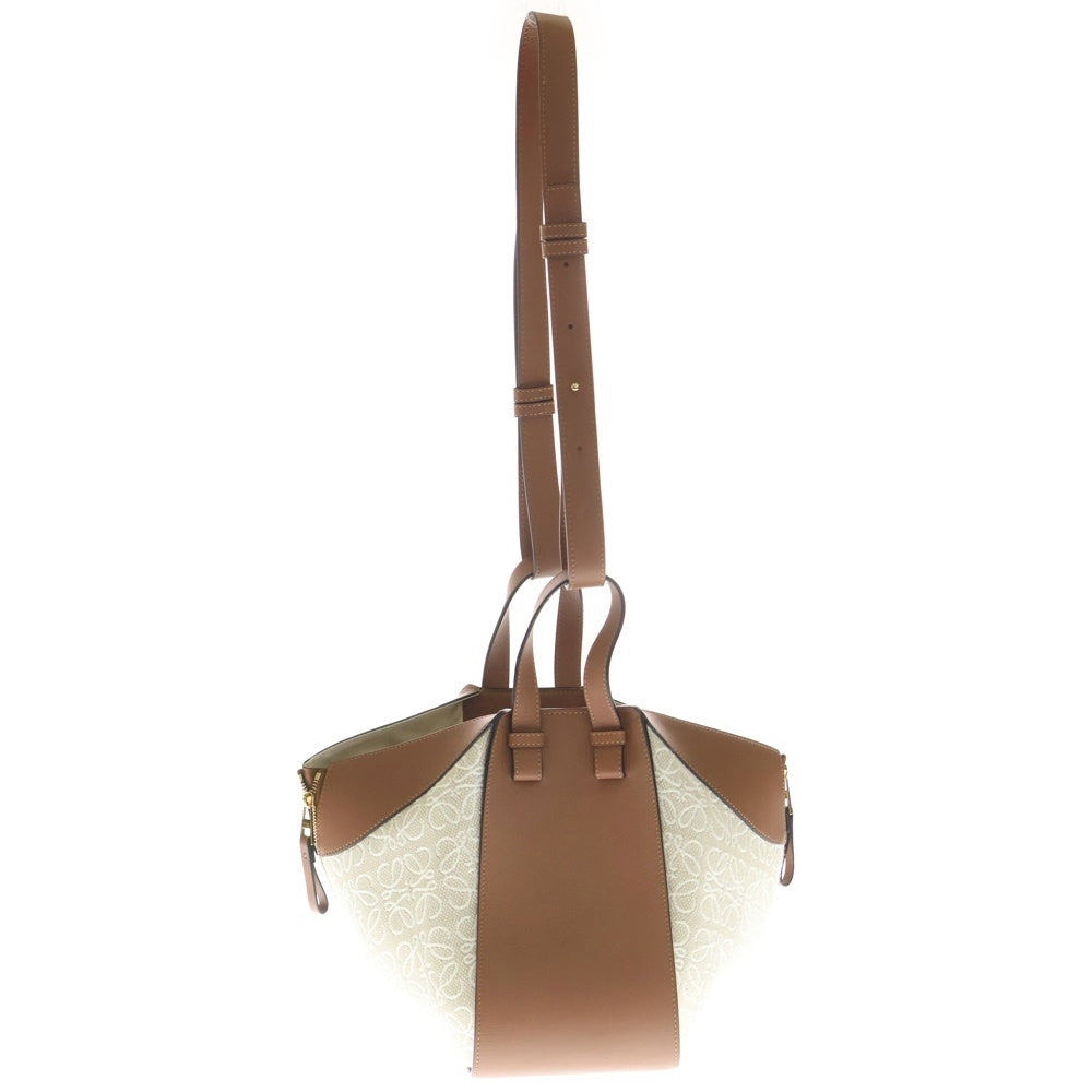 LOEWE(ロエベ) ハンモック リピートアナグラム ハンドバッグ トートバッグ タン×アイボリー カーフ×ジャガード ゴールド金具 レディース