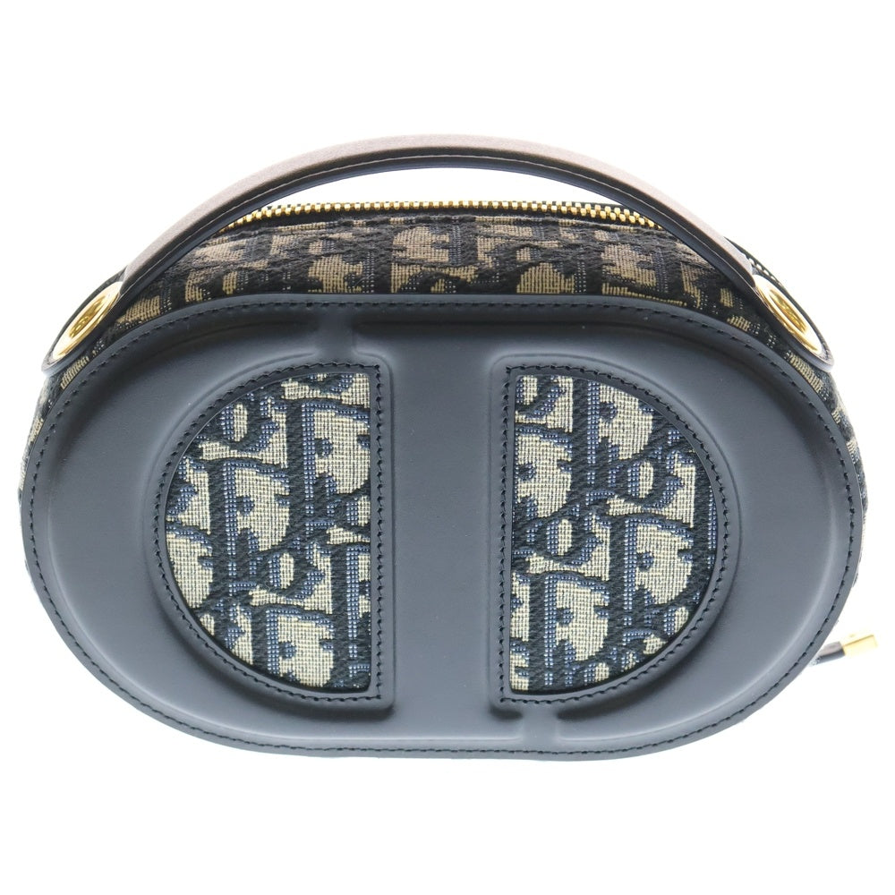 DIOR(ディオール) CDオーバル オブリーク カメラバッグ ネイビー×ベージュ レザー×キャンバス ショルダーバッグ レディース