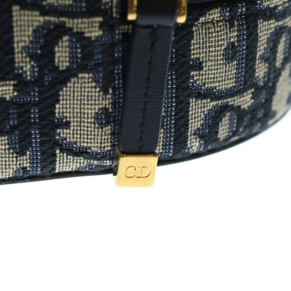 DIOR(ディオール) CDオーバル オブリーク カメラバッグ ネイビー×ベージュ レザー×キャンバス ショルダーバッグ レディース