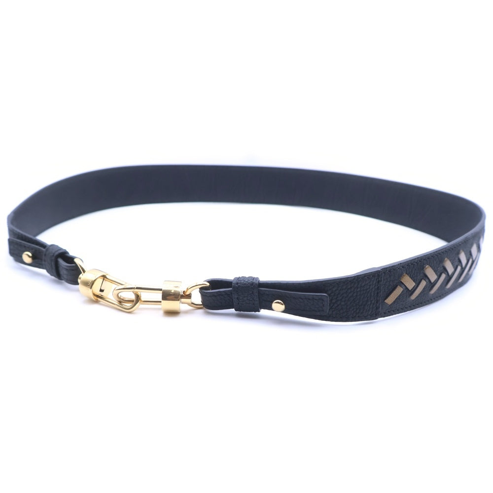 DELVAUX(デルボー) ショルダーストラップ ブラック×ゴールド レザー