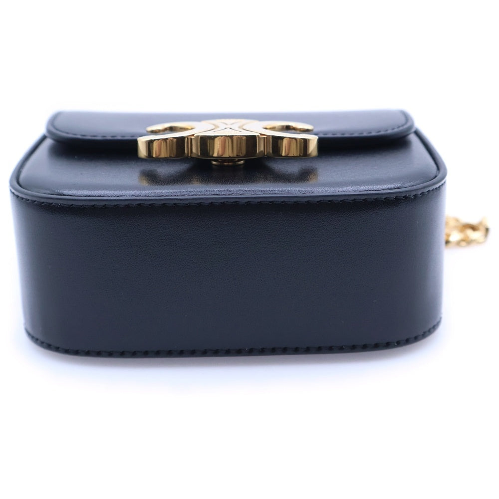 CELINE(セリーヌ) トリオンフ ミニチェーンクロード ブラック レザー ショルダーバッグ ゴールド金具 レディース