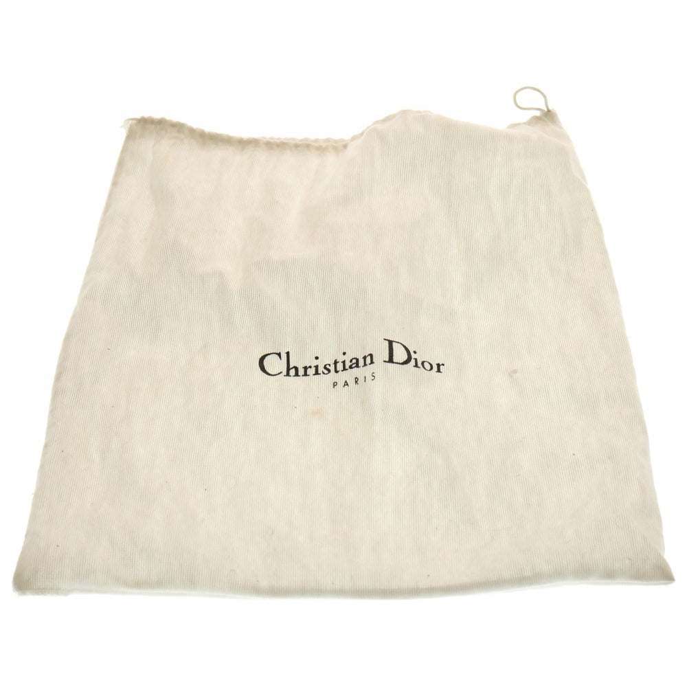 Christian Dior(クリスチャンディオール) トロッター柄 キャンバス レザー サドル ワンショルダーバッグ ゴールド金具 ネイビー レディース