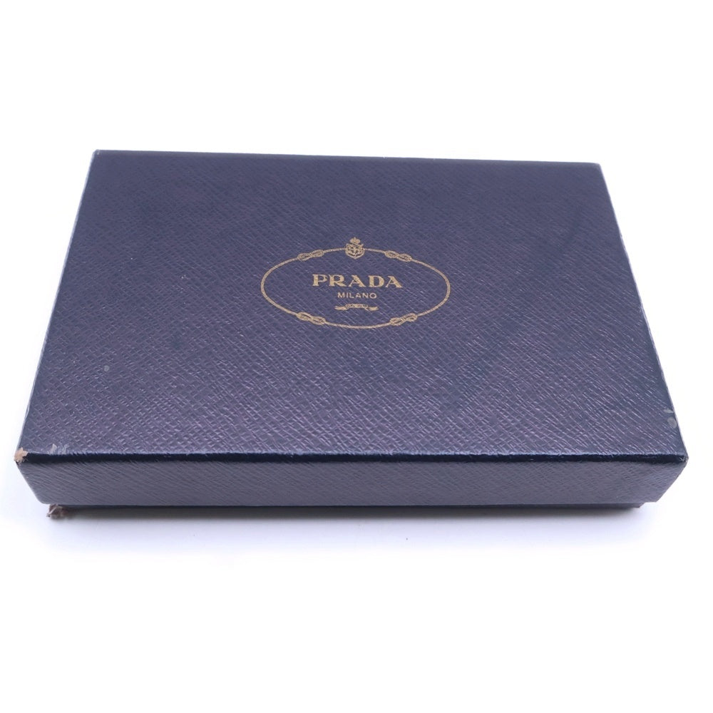 PRADA(プラダ) 三つ折りコンパクトウォレット がま口 財布 コインケース ホワイト パテント シルバー金具 レディース