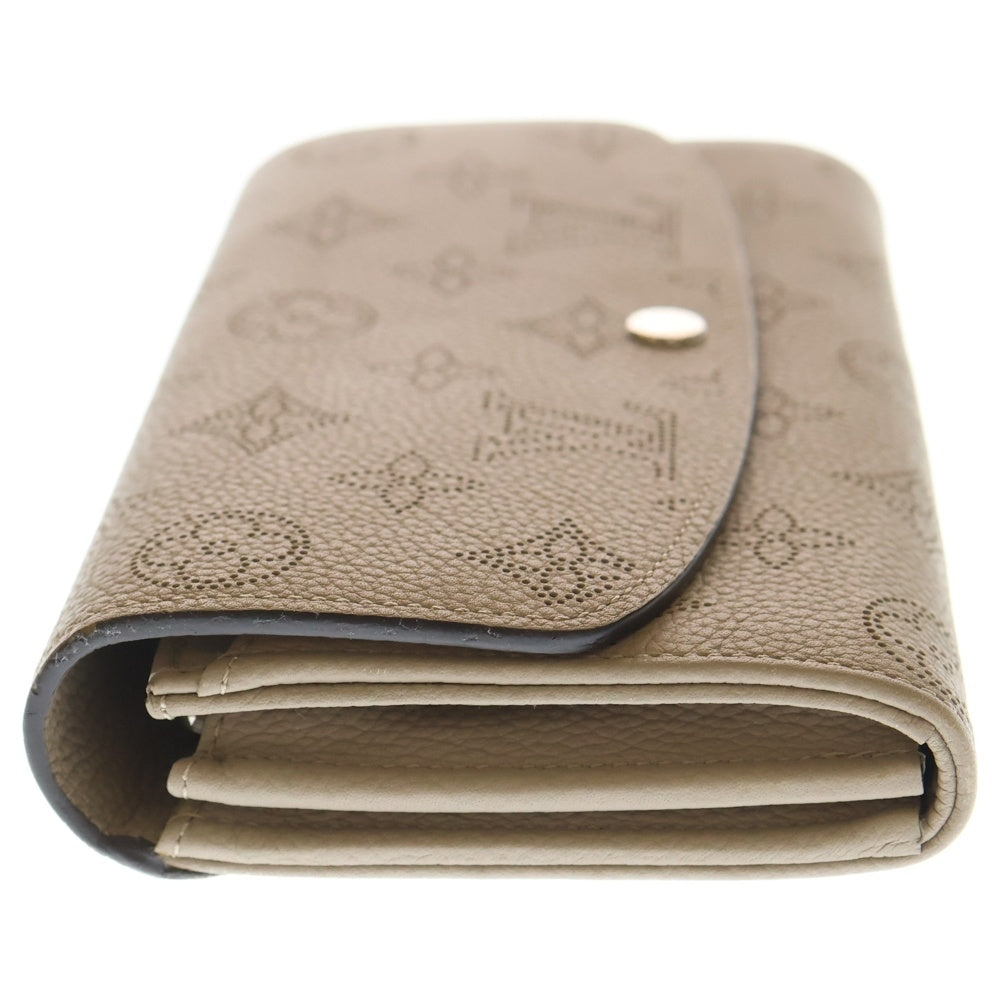 LOUIS VUITTON(ルイヴィトン) モノグラムマヒナ ポルトフォイユ イリス ガレ ロングウォレット 長財布 カードケース ベージュ レザー M60144 シルバー金具 レディース