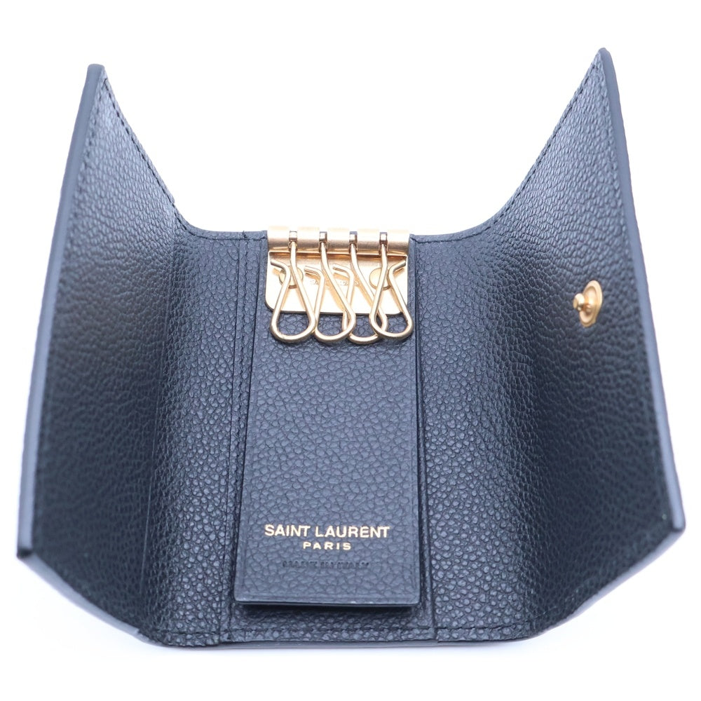 SAINT LAURENT PARIS(サンローランパリ) カサンドラロゴプレート レザー 4連キーケース ブラック 693749 レディース