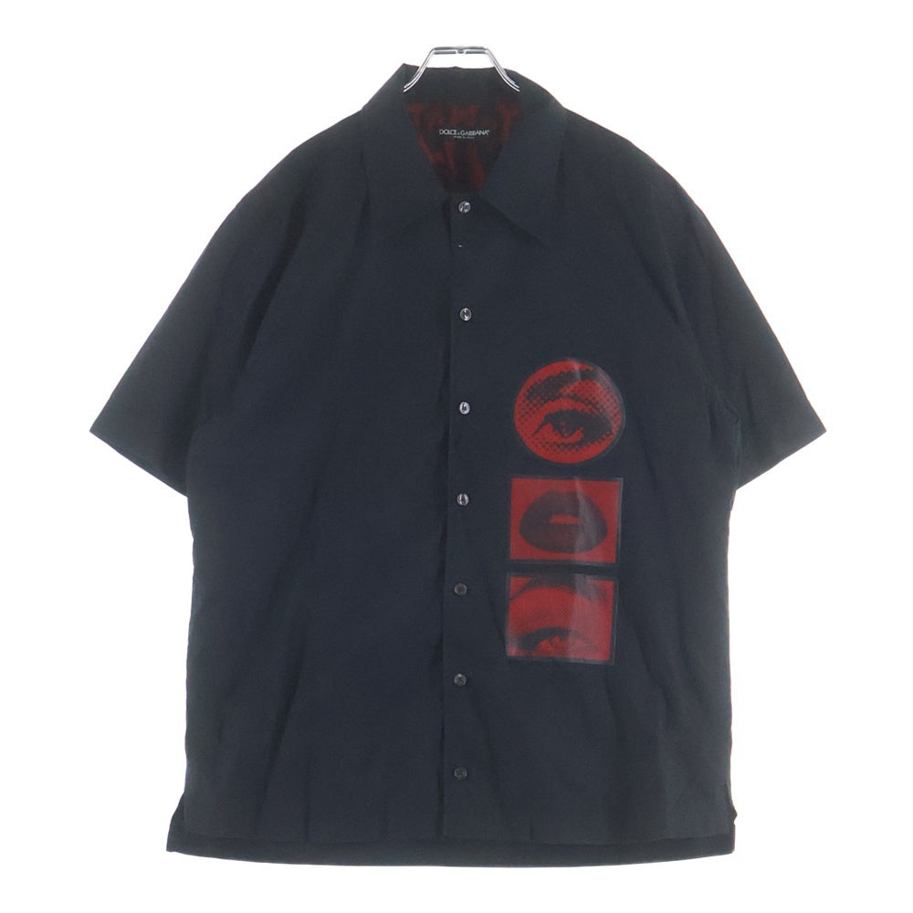 DOLCE & GABBANA(ドルチェアンドガッバーナ) グラフィックプリント 半袖シャツ ブラック/レッド G5JG5T