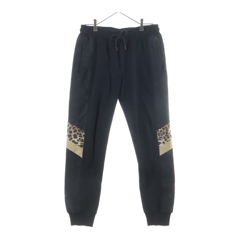 DOLCE & GABBANA(ドルチェアンドガッバーナ) レオパード柄 ジャガード切り替え スウェットトラック ジョガーパンツ ブラック