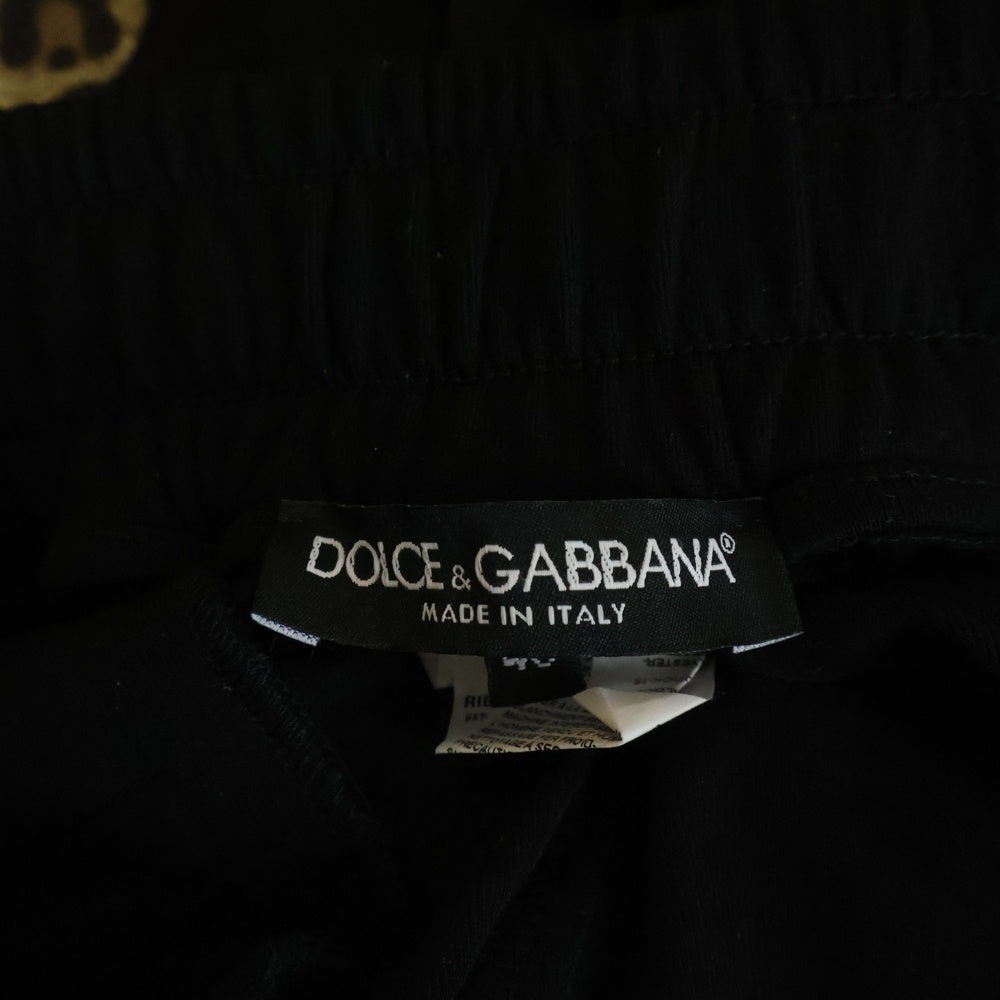 DOLCE & GABBANA(ドルチェアンドガッバーナ) レオパード柄 ジャガード切り替え スウェットトラック ジョガーパンツ ブラック