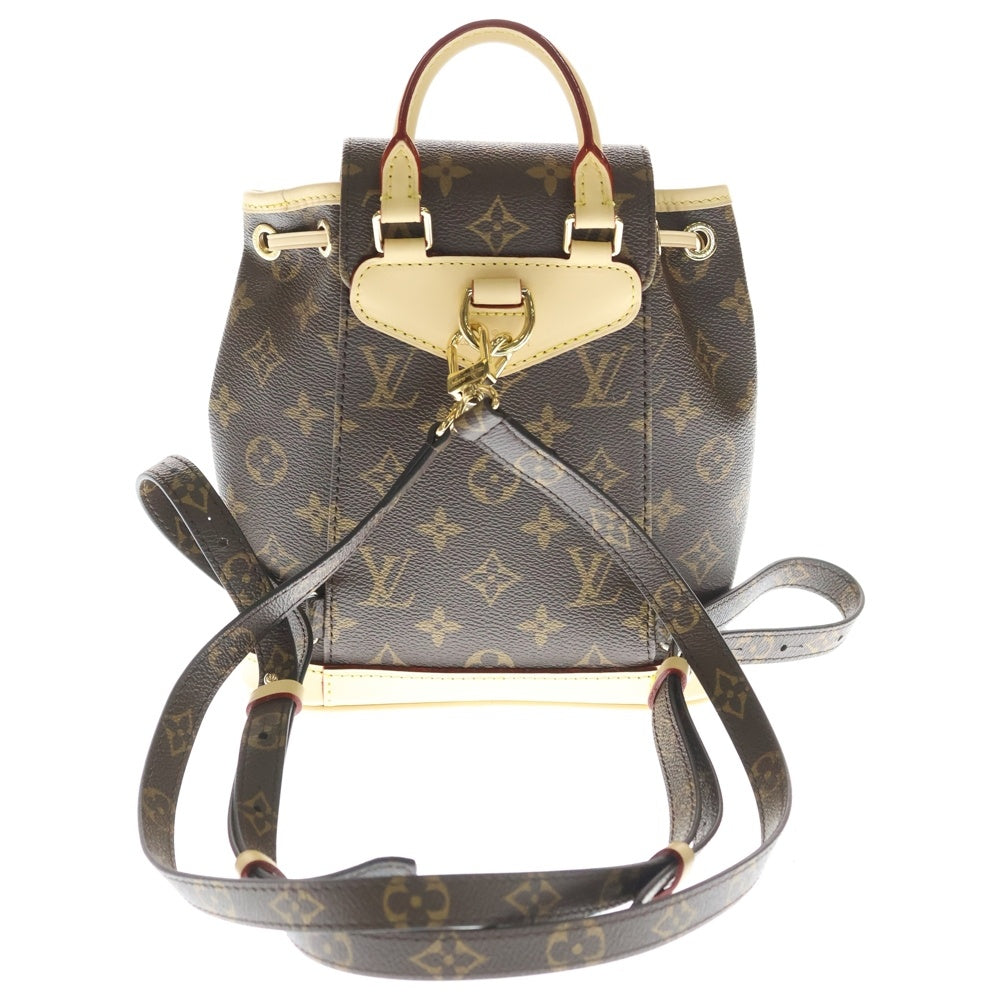 LOUIS VUITTON(ルイヴィトン) モノグラム モンスリMINI リュックサック バックパック ハンドバッグ ブラウン レザー×PVC M11199 ゴールド金具 レディース