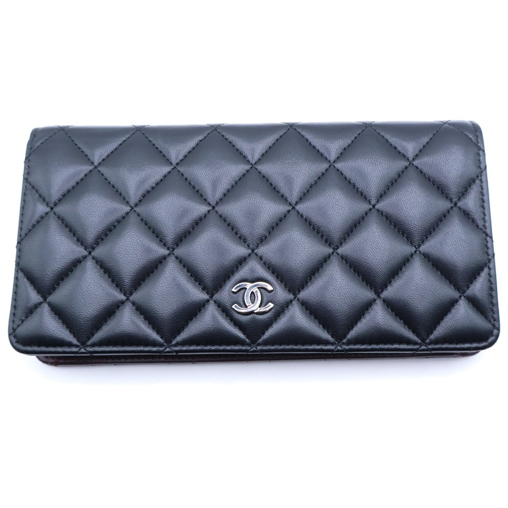 CHANEL(シャネル) マトラッセ タイムレスクラシック 二つ折り長財布 ブラック ラムスキン A31509 レディース