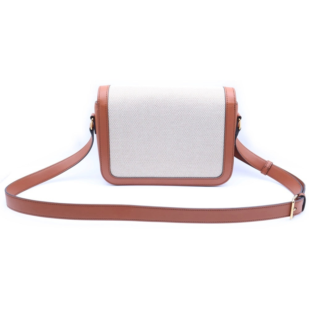 CELINE(セリーヌ) クラシック トリオンフ ショルダーバッグ ブラウン×ベージュ キャンバス×レザー ゴールド金具 レディース