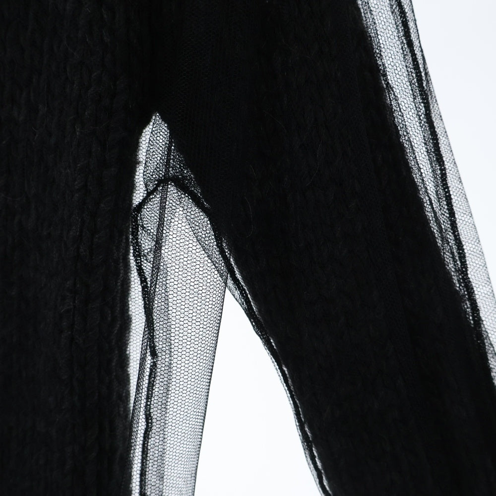 DOLCE & GABBANA(ドルチェアンドガッバーナ) チュール レイヤード タートルネック ロング ニット ワンピース グレー レディース SK0408