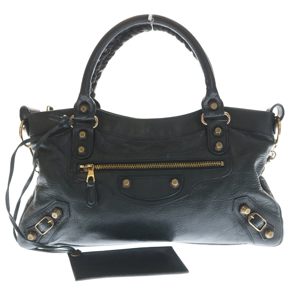 BALENCIAGA(バレンシアガ) バレンシアガ 240577 ザ・ジャイアントシティ ハンドバッグ ショルダーバッグ ブラック レザー 240577・1000 1669 ピンクゴールド金具