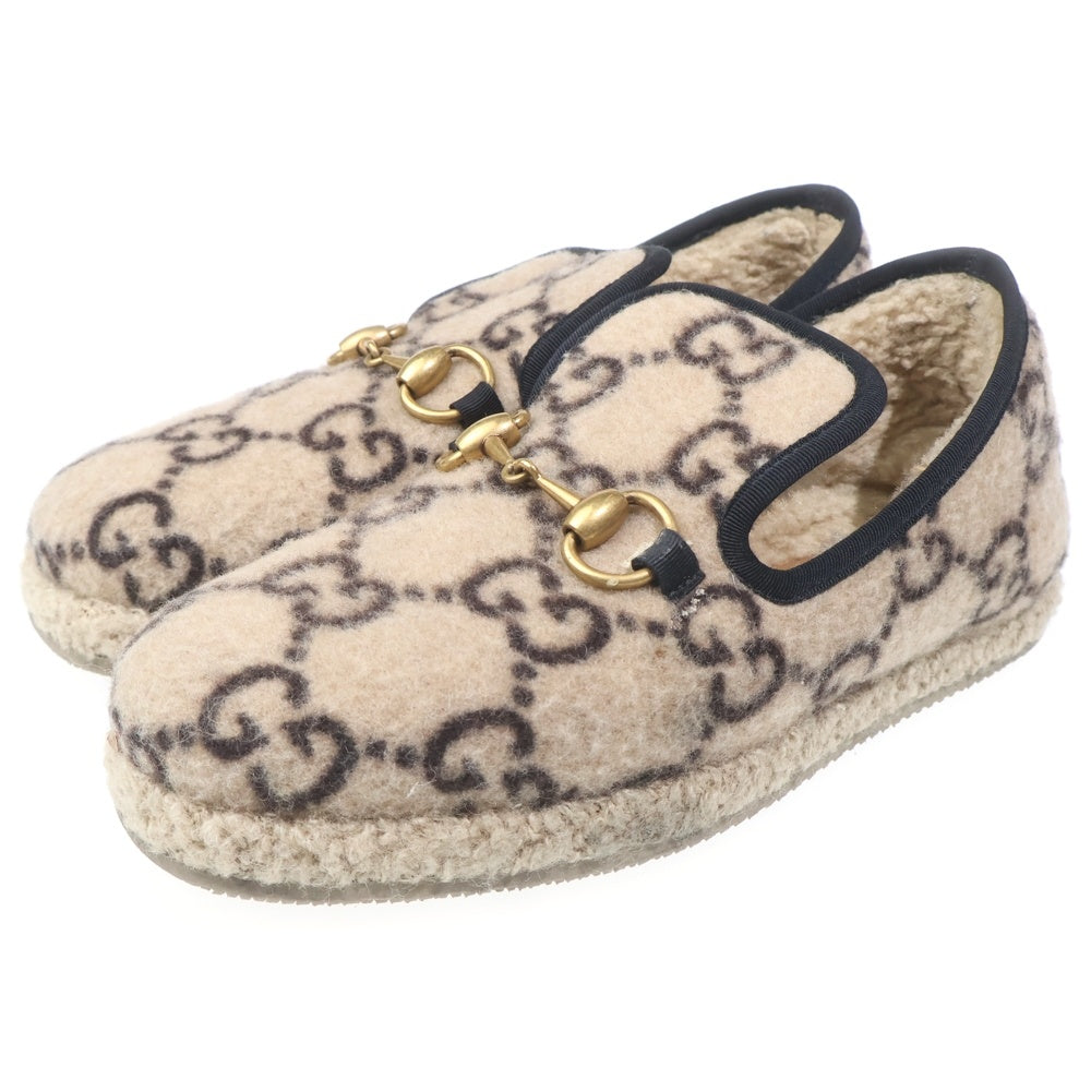 GUCCI(グッチ) GG ボア ムートン ホースビット ローカットシューズ スリッポン ベージュ レディース