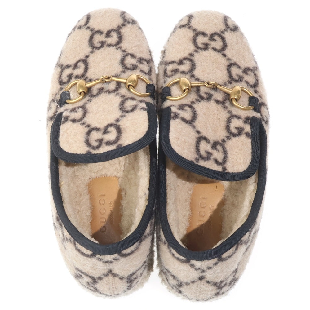 GUCCI(グッチ) GG ボア ムートン ホースビット ローカットシューズ スリッポン ベージュ レディース