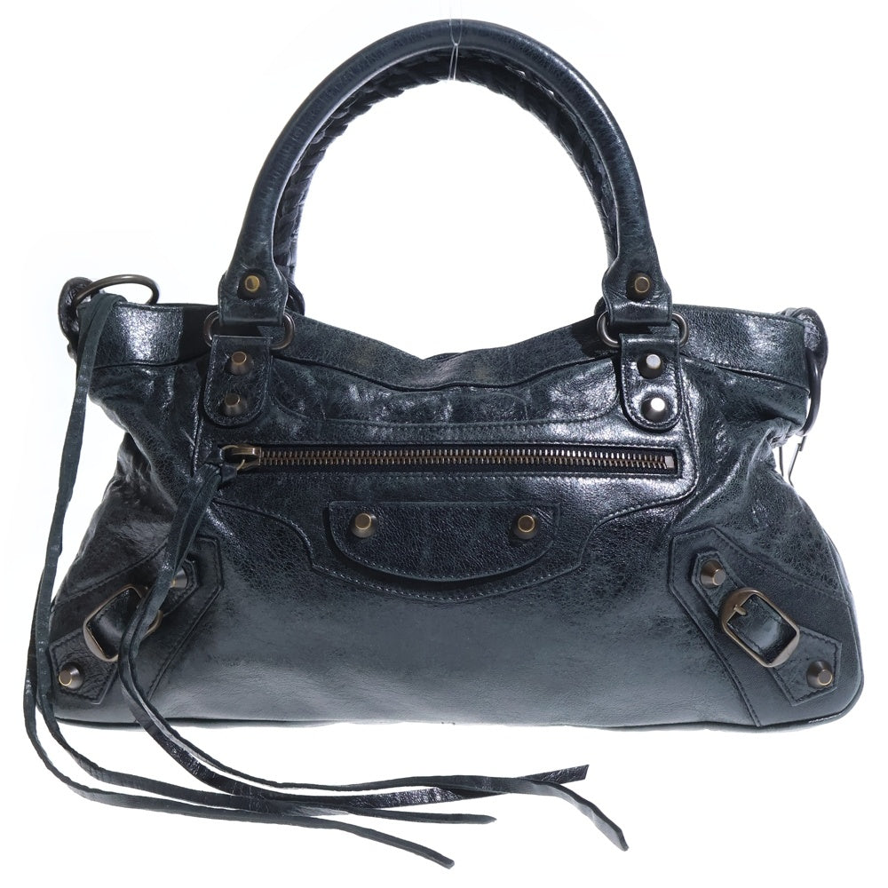BALENCIAGA(バレンシアガ) ザファースト ハンドバッグ ブラック レザー 103208 ゴールド金具 レディース