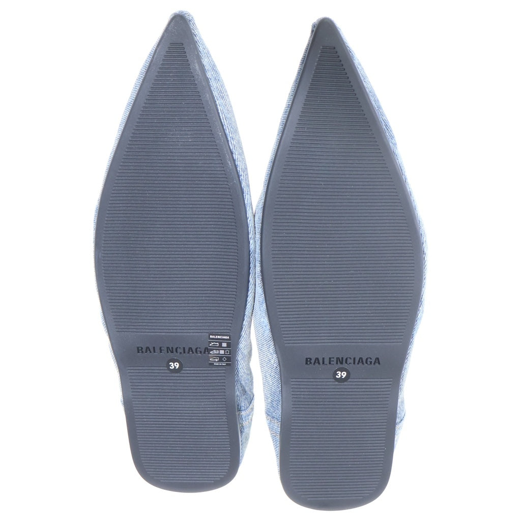 BALENCIAGA(バレンシアガ) Pointed Denim Mules フラットミュール インディゴブルー デニム #39 788347