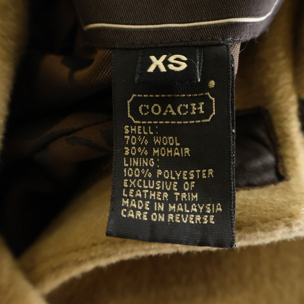 COACH(コーチ) レザートリム ターンロック ウール ステンカラーコート ベージュ レディース