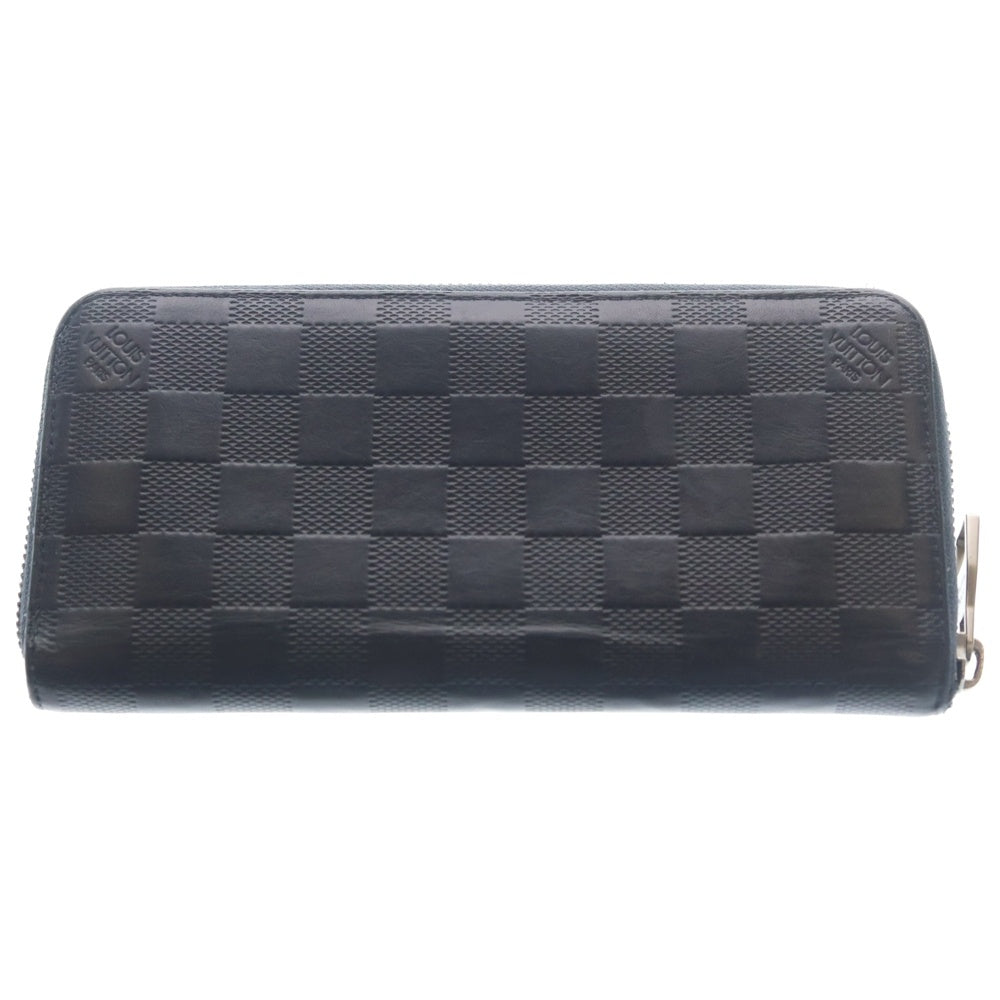 LOUIS VUITTON(ルイヴィトン) ダミエアンフィニ ジッピーウォレットヴェルティカル コスモス ロングウォレット 長財布 カードケース ネイビー レザー N63549 シルバー金具 レディース