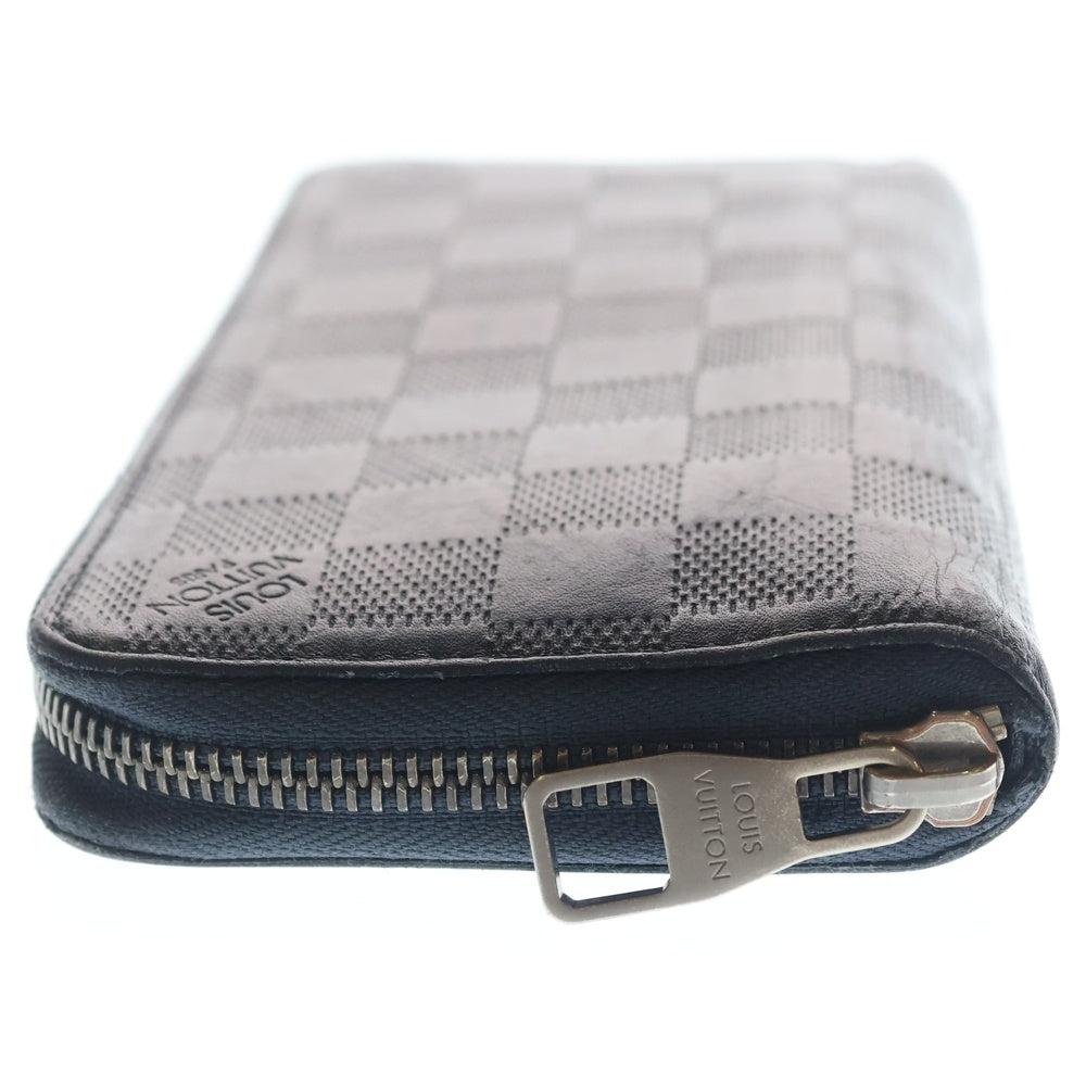 LOUIS VUITTON(ルイヴィトン) ダミエアンフィニ ジッピーウォレットヴェルティカル コスモス ロングウォレット 長財布 カードケース ネイビー レザー N63549 シルバー金具 レディース